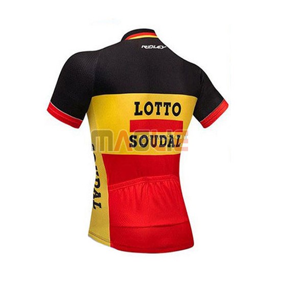 2018 Maglia Lotto Soudal Manica Corta Nero Giallo Rosso - Clicca l'immagine per chiudere